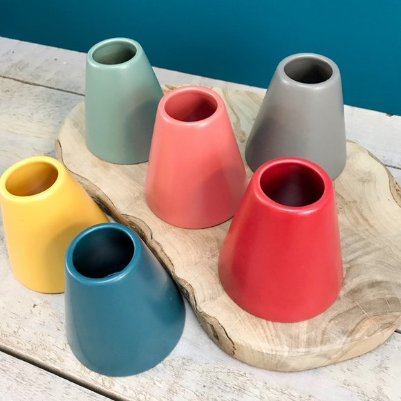 RED ENVELOPE Modern Bud Vases Set Of 6 Conical Colorful Air Plant Succulent Pots - Picture 3 of 7